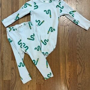 Bobo Choses Green and White Kids Matching Set